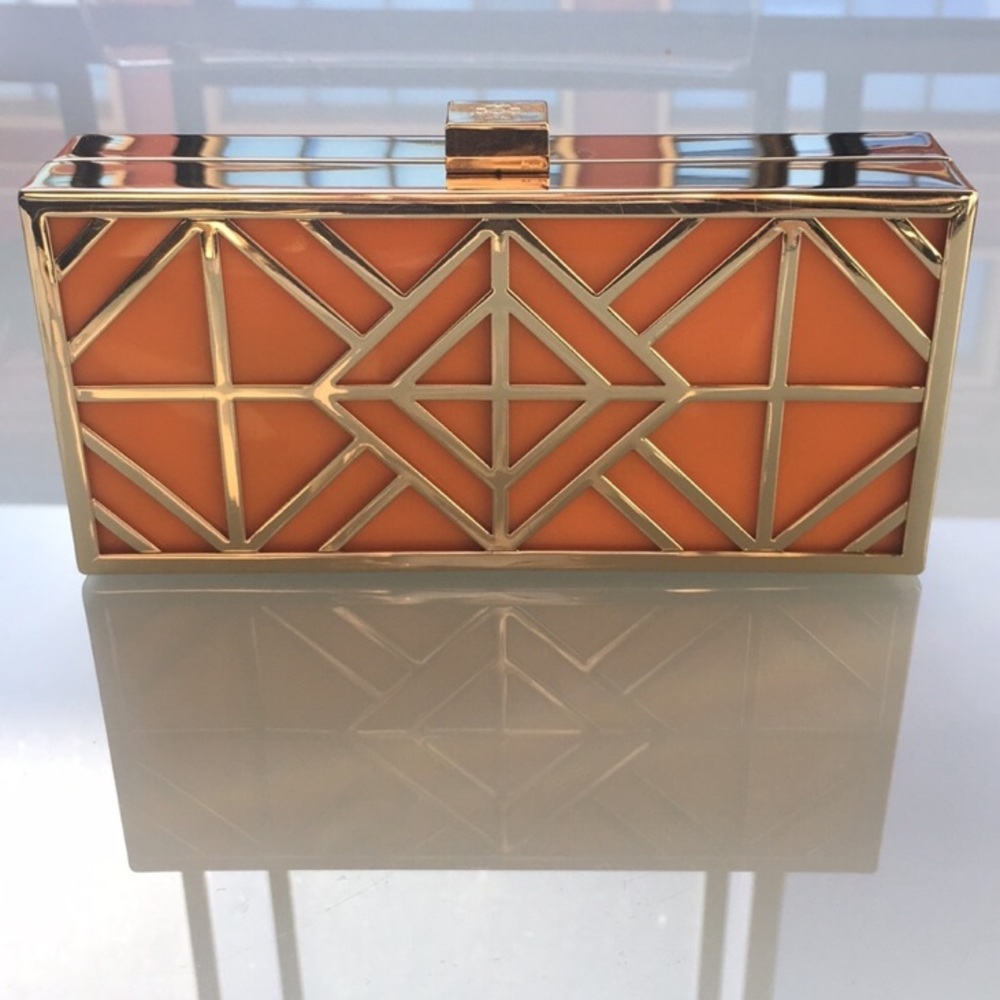 🧡Tory Burch Fret Orange Clutch🧡